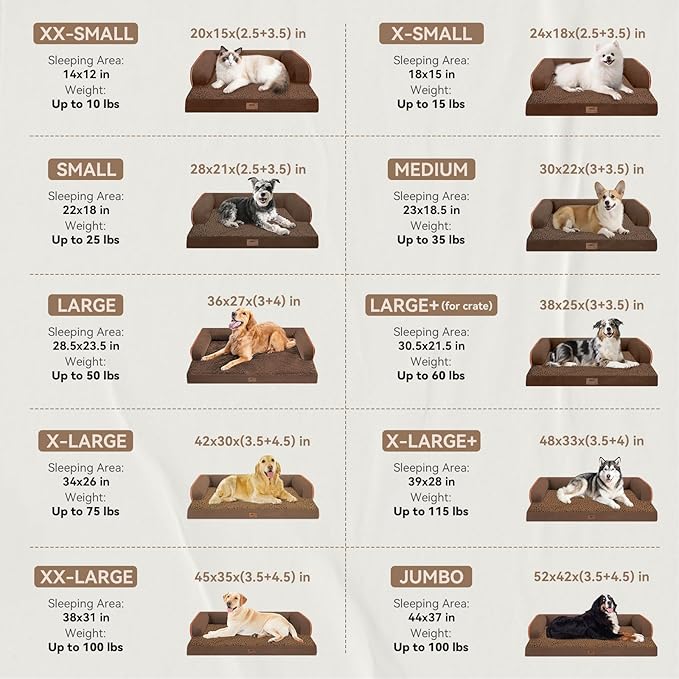 Large Dog Bed Orthopedic Washable - Extra Large XXXLarge Dogs, Orthopedic Coffee Jumbo Dog Bed with Waterproof Cover and Removable Egg Foam, Couch Bed Bolster