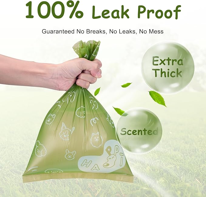 Poop Bags for Dogs - Leak Proof Waste Bags 160 Count Lavender scented Green Refill Rolls with Dispenser