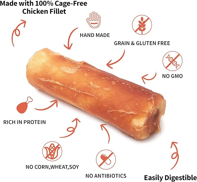 Gluten Free Rawhide Free Dog Chew Chicken Rolls Mini 2.5" for Small Dogs 10 pcs/Pack (Mini 2.5" 10pcs/Pack x2 Packs)