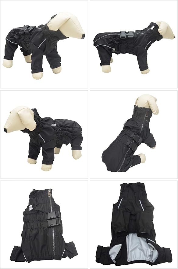 Dogs Waterproof Jacket, Lightweight Waterproof Jacket Reflective Safety Dog Raincoat Windproof Snow-Proof Dog Vest for Small Medium Large Dogs Black 5XL