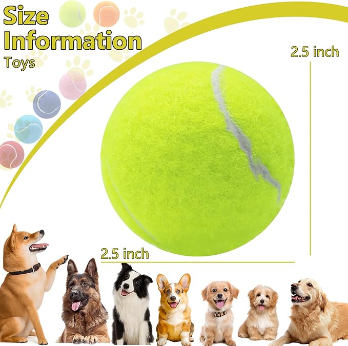 Swingers Squeaky Tennis Balls for Dogs,2.5 inch Training Tennis Balls,Exercise Ball for Pet Dog with Mesh Carry Bag Easy to Transport (Multicolor, 60 Pack)