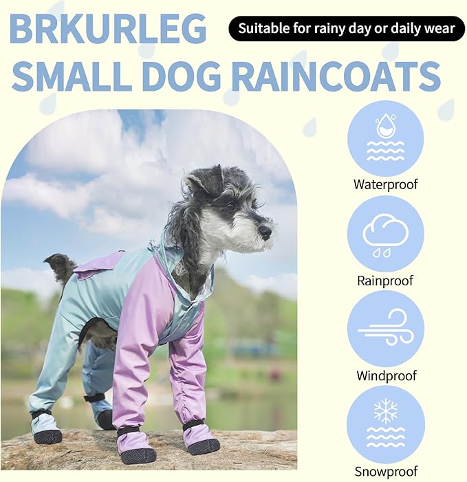 Dog Raincoat with Transparent Hood, Waterproof Jacket for Small Dogs with Snap-Button Chest, Leash Hole & Hook-and-Loop Cuffs Sleeves, Back Pocket for Treats (Yellow, Large)