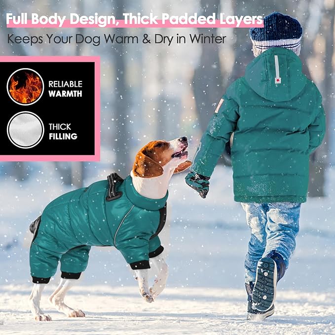 AOFITEE Dog Coat, Waterproof Dog Jacket for Winter, Warm Fullbody Dogs Snowsuit, Winter Coat for Small Dogs, Zip Up Pet Puffer Jacket Fleece Vest, Outdoor Reflective Cold Weather Pet Coats, Medium