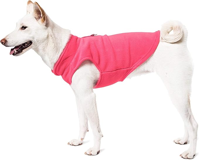 Gooby Fleece Vest Dog Sweater - Peach, X-Large - Warm Pullover Fleece Dog Jacket with O-Ring Leash for Small to Medium Dogs