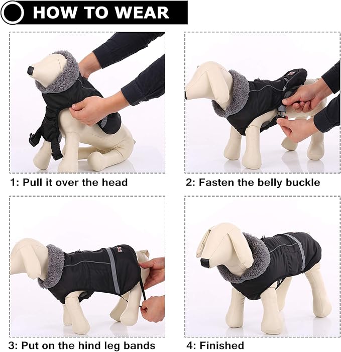 QBLEEV Warm Reflective Dog Jacket, Waterproof Winter Coat With Turtleneck, Thick Fleece Snowsuit for Cold Weather, Christmas Vest Pet Apparel for Small Medium Large Dogs L