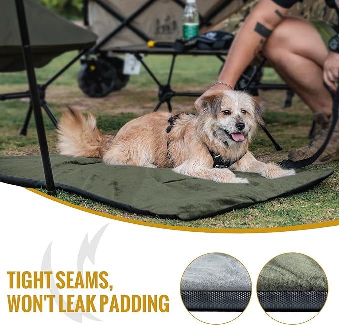 ONETIGRIS Travel Dog Bed - Portable, Washable, Waterproof Anti-Slip Dog Camping Bed, 3.6ft by 2.2ft Outdoor Indoor Bed Mat Cushioned Plush Warm Puppy Mattresses