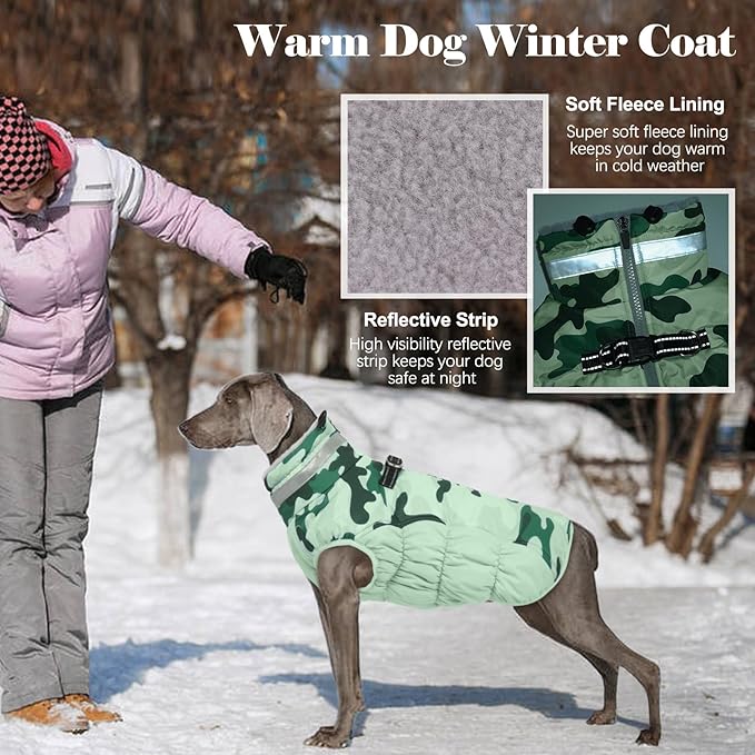 Lelepet Warm Dog Winter Coat Dog Coats for Medium Dogs Waterproof Dogs Jacket with Harness Built in Reflective Cold Weather Coats Windproof Zip-Up Fleece Vest Snowsuit Dachshund Boston Terrier M