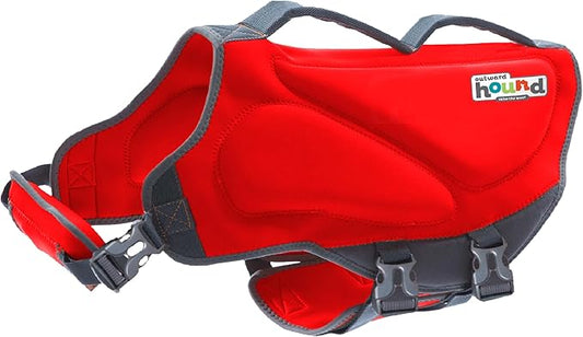 Outward Hound Dawson Swim Dog Life Jacket, High-Performance Neoprene Dog Life Vest for Swimming, Boating, and Water Safety, Large, Red