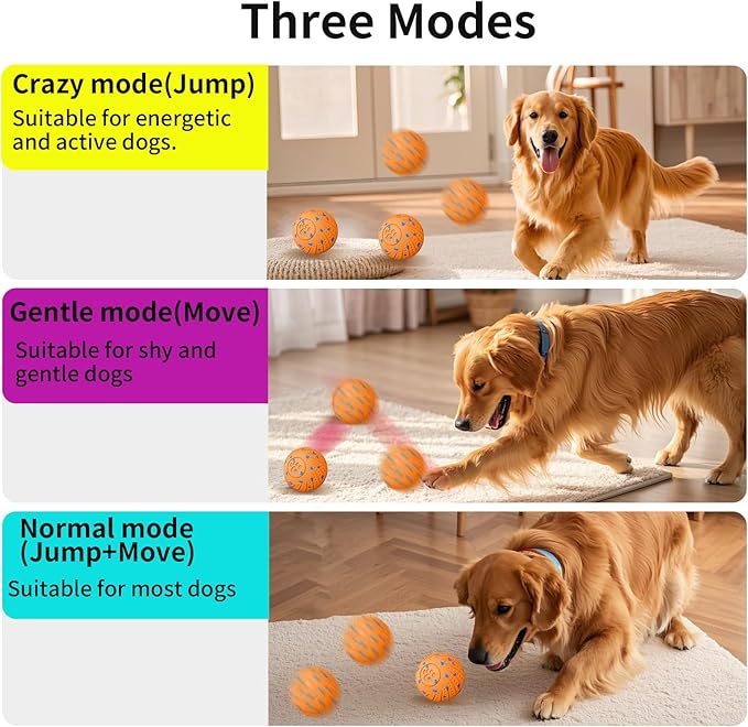 Smart Interactive Dog Toys, Activated Moving, Bouncing, Rotating Ball for Medium/Large Dogs, Motion-Activated Dog Ball to Keep Them Busy, IP54 Waterproof & E-TPU, Fun & Engaging Dog Gift