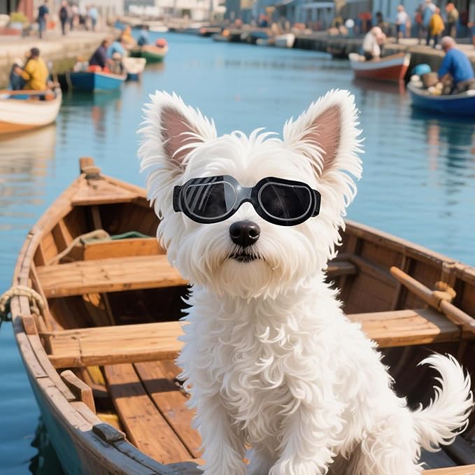 Namsan Dog Goggles Small Breed, Anti-UV Sunglasses for Dogs Small Breeds, Windproof Riding Dog Eye Protection, Yorkie Glasses with Elastic Straps, Easy Put-on/Adjustable, Bright Black