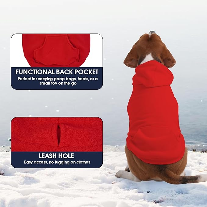 IECOii Dog Hoodie,Polar Fleece Dog Sweatshirt Fall Dogs Sweater with Hood,Warm Sweaters for Medium Dogs Boy Girl,Sleeveless Pet Hoodie Medium Size Winter Clothes for Pug,Jack Russell,Red,M