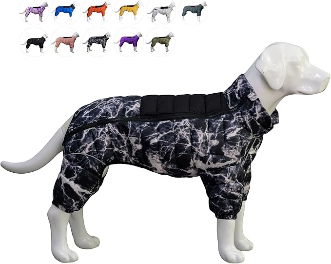 Lovelonglong Dog Coat Dog Warm Jacket, 4 Legs Covered Waterproof Windproof Reflective Warm Dog Vest, Zippered Adjustable Outdoor Dog Snow Jacket for Small Medium Large Dogs micai-Black S