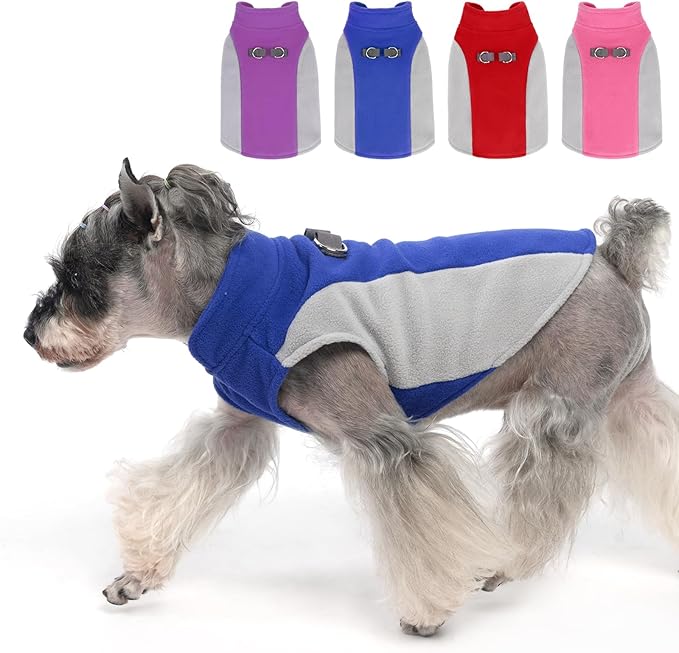 KOOLTAIL Small Dog Sweater - Dog Fleece Vest Jacket with Leash D-Ring for Small Medium Dogs, Soft Pullover Winter Warm Cold Weather Coats, Pet Fall Clothes Outfit for Puppy Cat Boys&Girls, Blue M