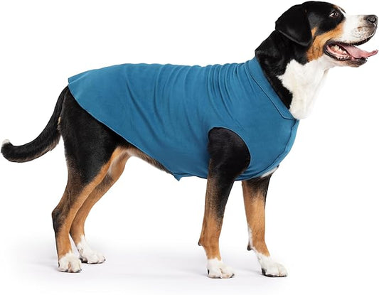 Goldpaw Stretchy Fleece Jacket for Small Dogs - Super Soft, Warm Dog Sweater - Pet Sweater Vest for Fall and Winter - Canine Clothes Made in The USA - Machine Washable - Marine Blue - Size 28