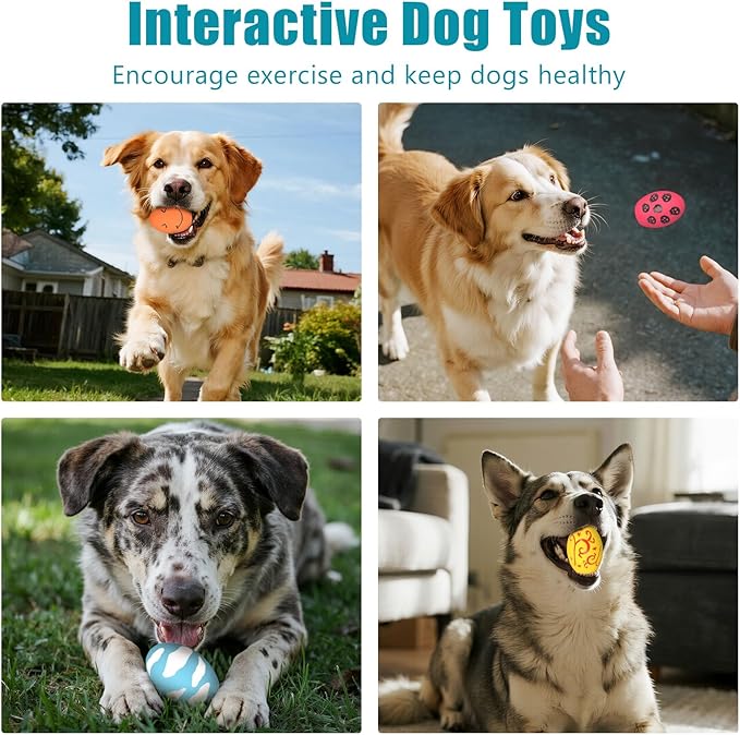 Dog Toys, Squeaky Latex Rubber Bouncy Balls, Squeaky Egg Dog Toys Balls, 3 Pack Interactive Squeak Dog Toy Set for Medium Large Breeds Dogs (3 Pack-A, Medium)