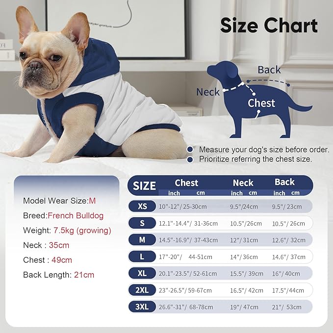 Fleece Lining Extra Warm Dog Hoodie in Winter,Small Dog Jacket Puppy Coats with Hooded,Beige and Blue XS
