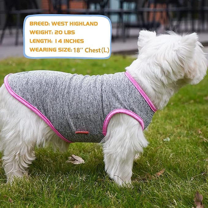 KYEESE 2 Pack Dog Shirts Quick Dry Soft Stretchy Dog T-Shirts with Reflective Label Tank Top Sleeveless Vest Sun Protection Pet Clothes for Small Medium Dogs, X-Large, Grey+Hotpink