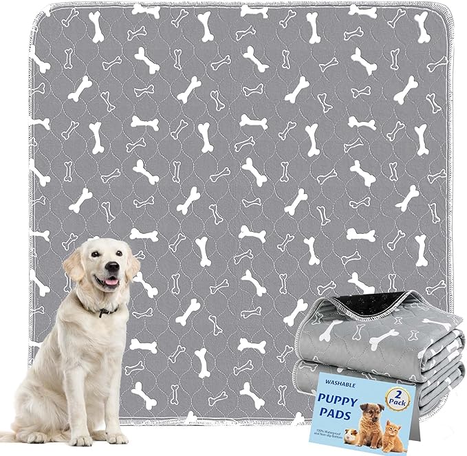 Washable Pee Pads for Dogs Large 54" x 54" 2-Pack Reusable Puppy Pads Pet Training Pads, Fast Absorb Dog Mats, Waterproof Whelping Pad, Non-Slip Protects Against Urine Leakage