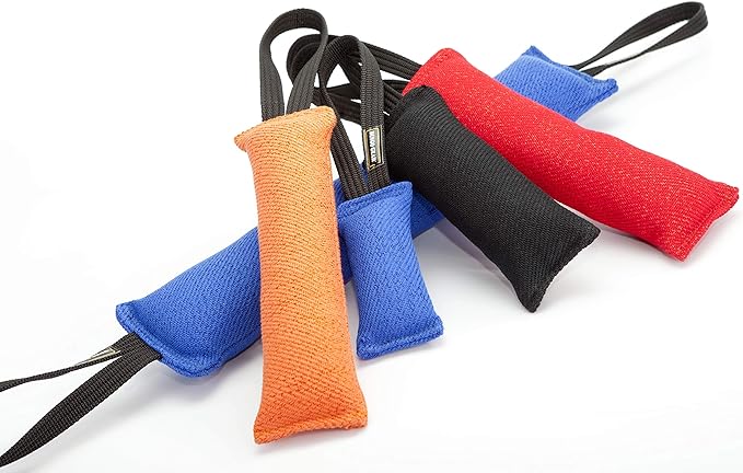 Dingo Gear French Linen tug Toy for Dog, Dog Bumper for Training, Agility, tug of war, Dog bite Pillow for Strong Dog, 2handles 18" Orange S00085
