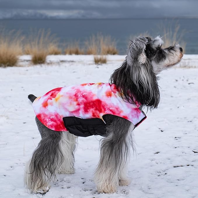 GMF29M Winter Dog Coat - Waterproof & Windproof Jacket, Reversible Vest, Thick Soft Coats for Small, Medium & Large Dogs, with Leash Hole