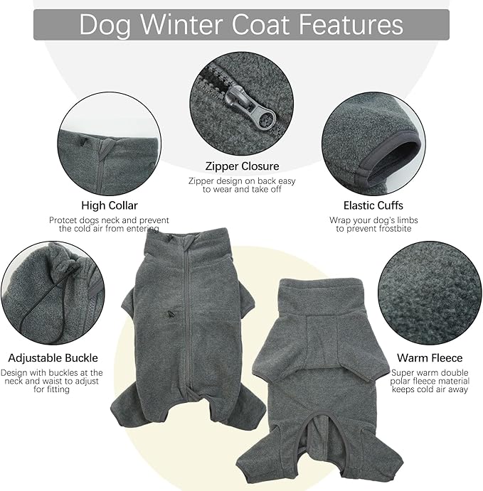 ROZKITCH Doberman Sweater, Pet Windproof Warm Cold Weather Jacket Vest Cozy Jumpsuit Apparel Outfit Clothes for Small Dog Walking Hiking Sleep Grey2XS