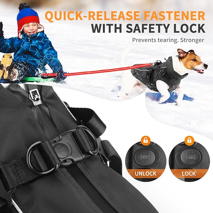 Dog Winter Coat Reflective Water-Resistant Jacket, Fleece Lined Windproof Puppy Coat with Back Zipper & D-Ring, Cold Weather Dog Coats for Small Medium Large Dogs (XXL, Black)