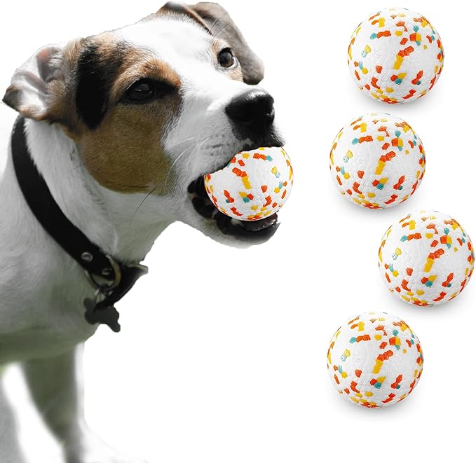 Dog Balls, Indestructible Dog Toy Ball for Aggressive Chewers, Durable High Elasticity Interactive Ball for Training Dog Catch and Fetch, Large Medium Small Dog and Puppies(2.5in, 4pcs)