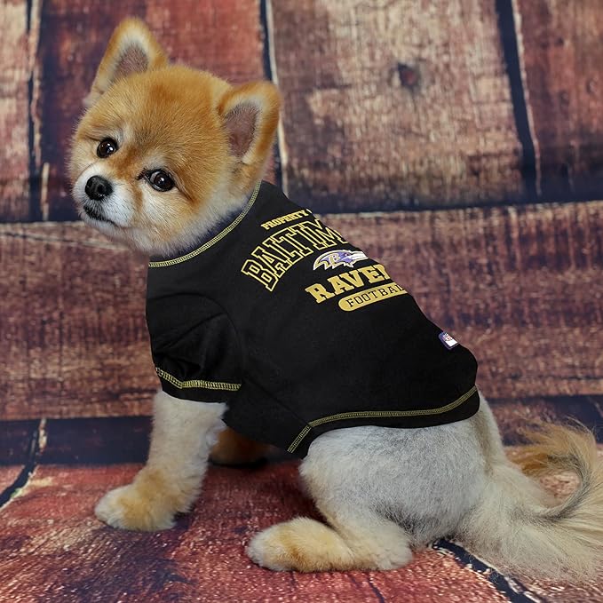 NFL Baltimore Ravens Dog T-shirt X-Small. - Licensed Shirt for Pets Team Colored with Team Logos- Premium Stretchable Materials for the comfort of your Dog & Cat