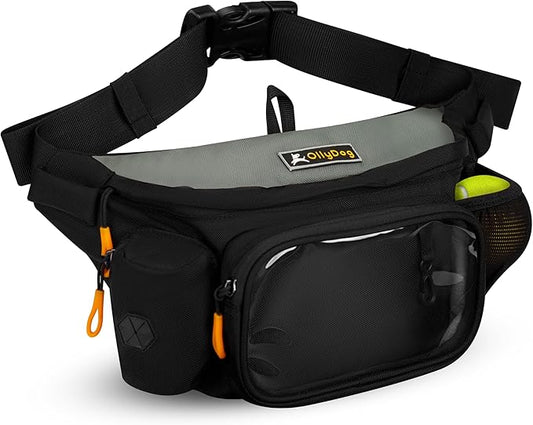 OllyDog Trailblazer Pack | Fanny Pack | Dog Treat Pouch | Includes Rubber Fetch Ball | Water-Resistant | Poop Bag Dispenser | Hands-Free | Dog Walking & Training