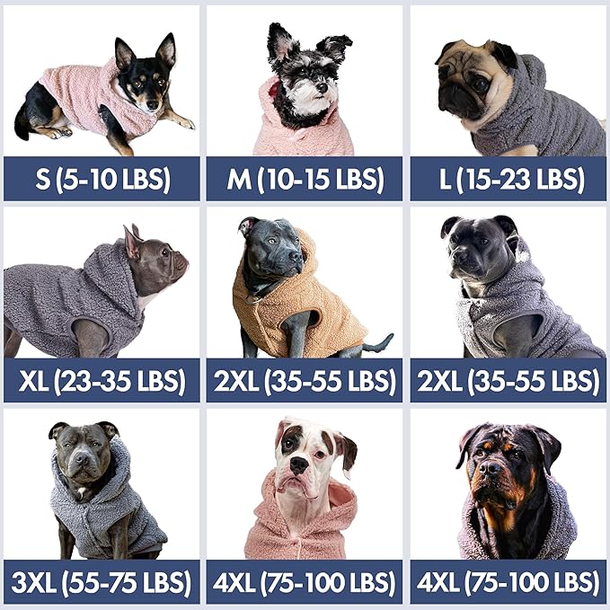 Spark Paws Teddy Dog Sweater, Sherpa Vest with Warm Fleece Lining, Winter Coat Suitable for Small Medium Large XL XXL Breeds - Brown - 3XL