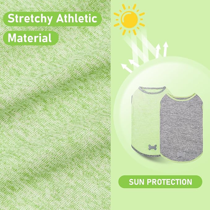 KYEESE 2Pack Dog Shirts Sun Protection Quick Dry Dog T Shirt Stretchy Sleeveless Pet Vest Lightweight Pet Clothes Soft Tank Top with Reflective Label, XXX-Large