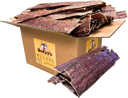 Woofley's - 10-12 Inch Esophagus Jerky (50 Count) - Gullet Sticks for Dogs - Safe Jerky Dog Chews -Easily Digestible Bully Sticks