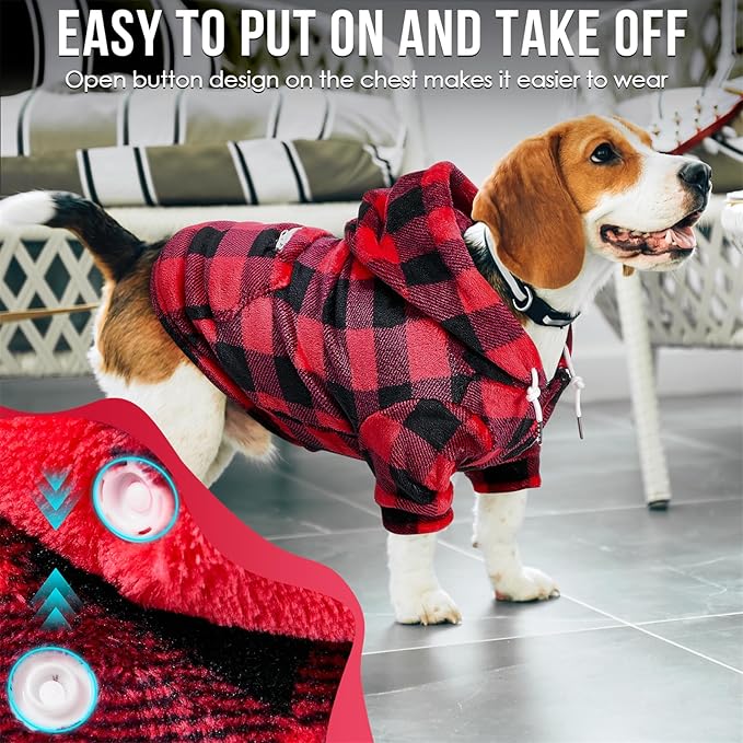 SlowTon Dog Hoodie Tie Dye - Warm Dog Sweater Hoodies with Pocket, Fall Winter Dogs Coat Jacket Pet Outfit Puppy Hooded Sweatshirt Clothes for Small Medium Large Dogs Boy Girl (Red, XL)