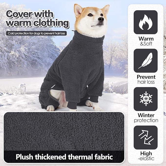 Fleece Dog Sweater for Small Medium Large Dog for Run Walk Sleep Pet Winter Jacket & Windproof Clothes Coat Medium Grey