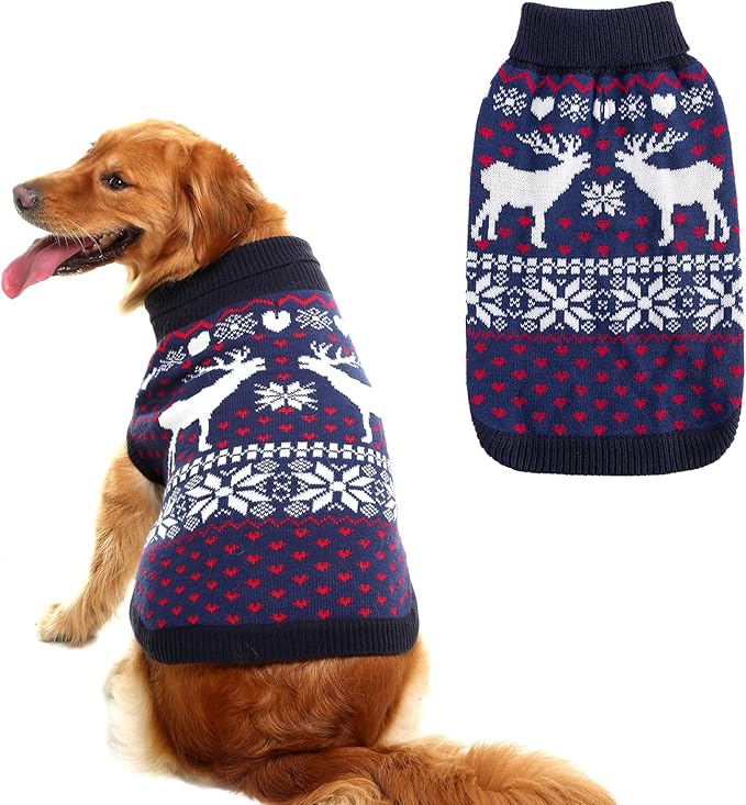 SCENEREAL Dog Sweater for Large Sized Dogs Girl Boy, Turtleneck Pullover Winter Puppy Clothes, Christmas Outfits, Pet Sweatshirt Apparel Knitwear for Golden Retriever, Labrador, Rottweiler, XL