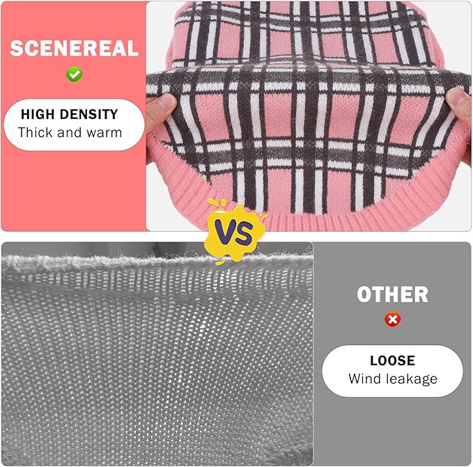 SCENEREAL Turtleneck Dog Sweater for Small Medium Large Dogs Girls Boys, Christmas Plaid Pullover Puppy Sweatershirt, Dogs Cold Weather Outfit Clothes, Ideal Gift for Pet in New Year, Pink Plaid L