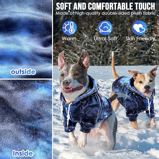 SlowTon Dog Hoodie Tie Dye - Warm Dog Sweater Hoodies with Pocket, Fall Winter Dogs Coat Jacket Pet Outfit Puppy Hooded Sweatshirt Clothes for Small Medium Large Dogs (Blue,L)