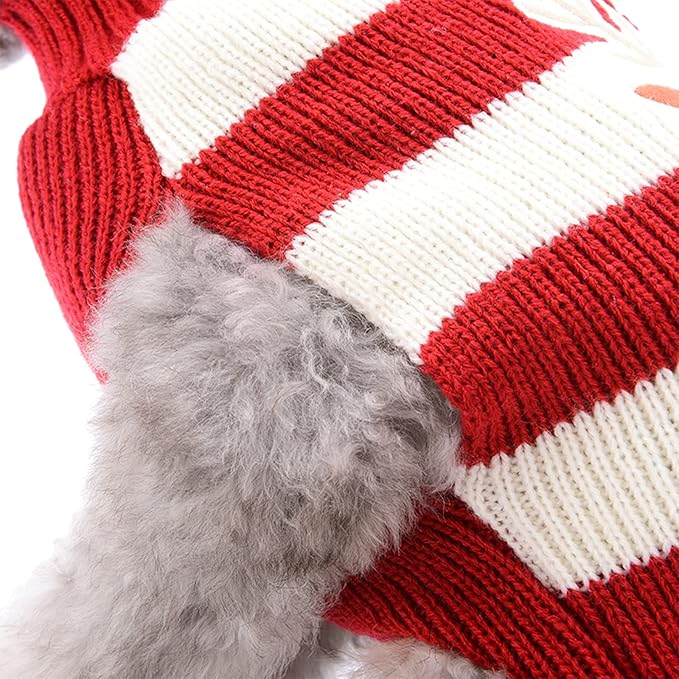 PETCARE Reindeer Christmas Dog Sweater Red Striped Cat Sweater Cartoon Elk Pet Vest Holiday Dog Clothes Puppy Sweaters for Small Medium Large Dogs Cats Fall Winter Outfits Xmas Dogs Costume,Large