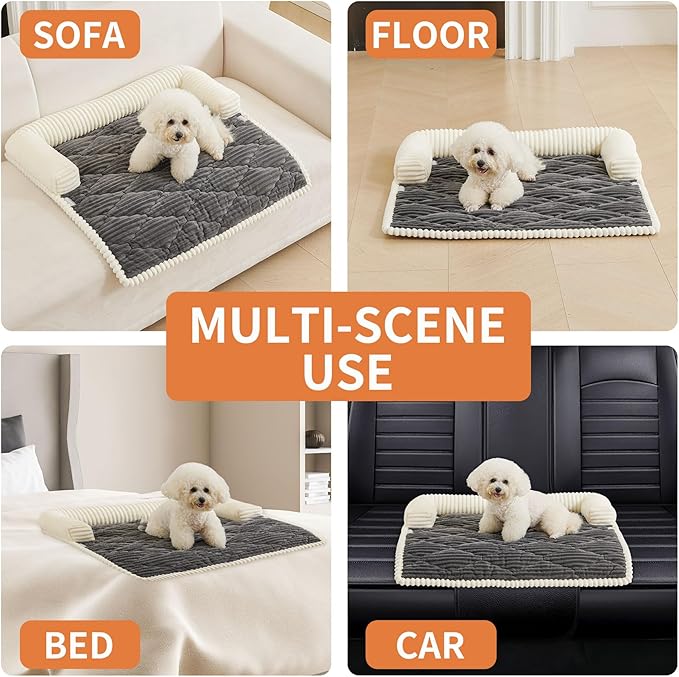 HAOMAIJIA Dog Couch Bed for Medium Dogs, Non Slip Pet Couch Covers for Sofa Thick Soft Washable Dog Couch Cover Protector All Seasons Universal Dogs and Cats Bed Mat (Grey, Medium)