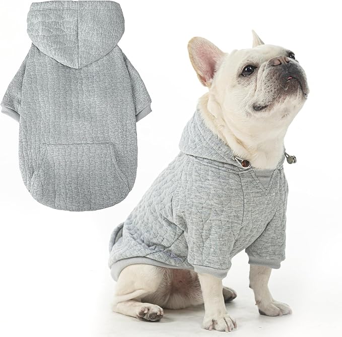 EXPAWLORER Textured Cable Knit Basic Dog Hoodie, Elevated Style Dog Sweater with Leash Hole and Pocket, Soft and Warm Pet Winter Coat, Cold Weather Clothes for Small Medium Large Dogs,Grey M