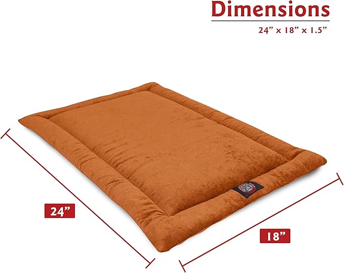 Majestic Pet Orthopedic Memory Foam Dog Crate Mat - Plush Pet Bed Pad for Crates & Kennels | USA Crafted | 24"x18" Villa Orange