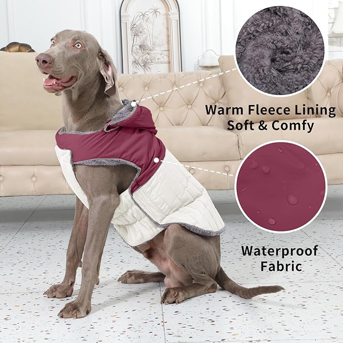 Detachable Hooded Dog Coat with Harness for Small Dogs,Super Warm Fleece Puppy Jacket for Cold Winter Doggie Coats,Red XS