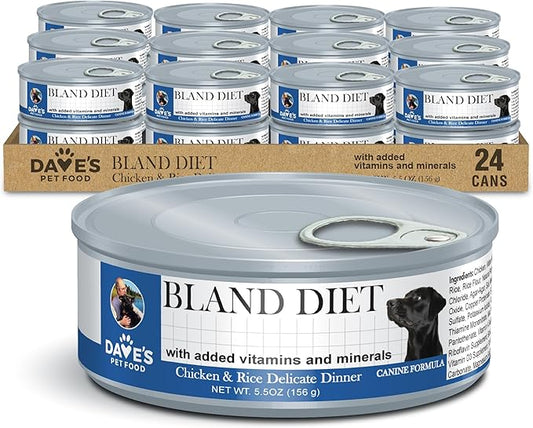 Dave's Pet Food Sensitive Stomach Dog Food (Chicken & Rice), Easy to Digest, Gluten-Free, Digestive Care, Wet Canned, 5.5 oz (Case of 24)