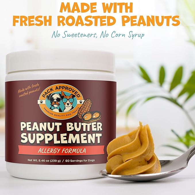 Dog Peanut Butter - Aids Dog Itching Skin Relief & Allergy Support with Colostrum - Contains Probiotics for Dogs Allergies and Itchy Skin - Allergy (239g)