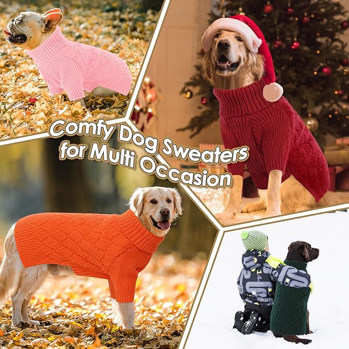 AOFITEE XXL Dog Sweater, Dog Sweaters for Large Dogs, Dogs Halloween Sweater, Turtleneck Large Pet Sweaters for Female Male, Solid Winter Sweatshirt for Golden Retriever, Labrador, Doberman, XXL