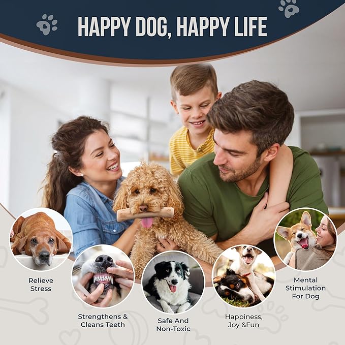 Coffee Wood Dog Chews 7.5" & Dog Rope Toys 100% Natural for Teething, Stress Relief, Dental Health, Organic Toys - Size S