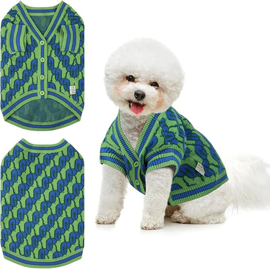 Pet Sweaters for Dogs Boys and Girls, Dynamic Letter Patterned Dog Sweater,Dog Cardigan,Pet Clothes,Pet Knitted Clothing,Fit for Different Seasons and Kinds of Dogs (Green M)
