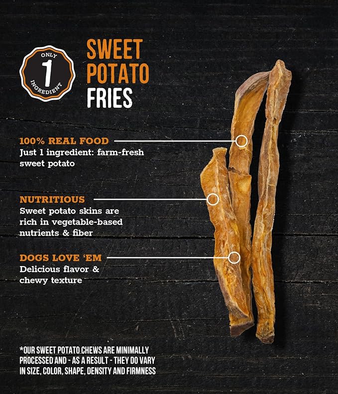 Wholesome Pride Sweet Potato Fries 100% All-Natural Single Ingredient Dog Treats, 8 oz (Pack of 2)