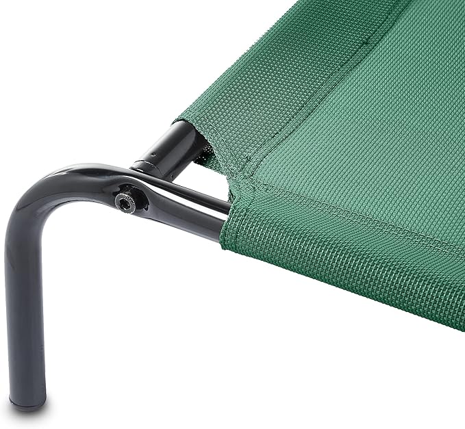 Amazon Basics Cooling Breathable Elevated Dog Bed with Metal Frame for Small Dogs, 36 x 22 x 7.5 Inch, Green