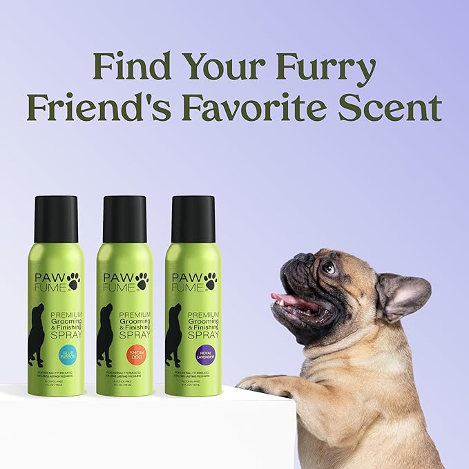 PAWFUME Dog Detangler Grooming Spray, Royal Lavender, 4-Pack – Keeps Pups Fresh All Day – Hypoallergenic, Alcohol-Free, Detangling & Moisturizing – Salon-Quality Dog Necessities for Coat & Fur Care